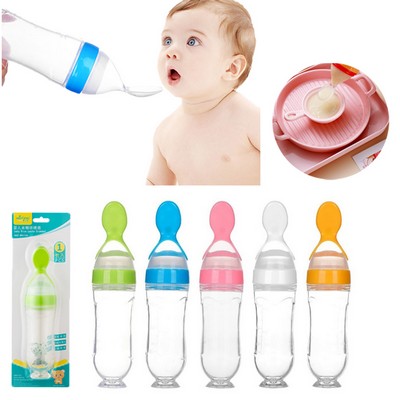 90Ml Silicone Baby Squeeze Feeder Spoon Bottle