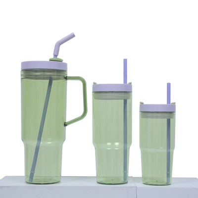 40oz/25oz/16oz Plastic Drinkware Juice Cup With Straw Set of 3