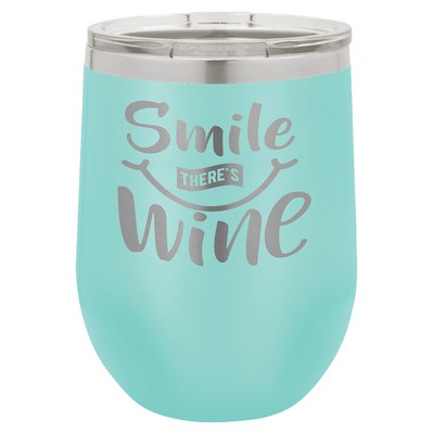 Teal Polar Camel 12 oz Stemless Wine Tumbler with a Clear Lid