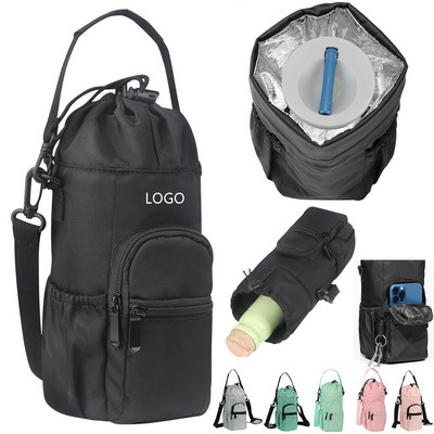 40oz Water Bottle Sling Insulated Cooler Bag w/Phone Pocket 4"x5 1/2"x12"