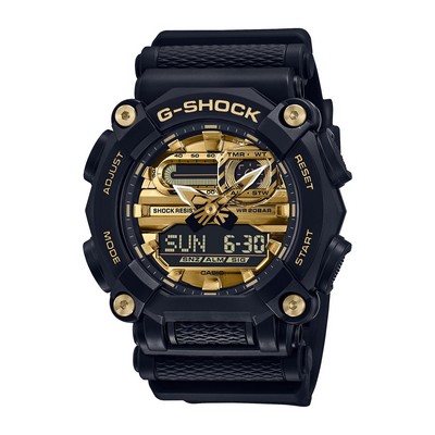 G-Shock Mens Astro World Ana/Digi Black Resin Watch Gold Dial