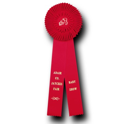 Custom Double Pleated Rosette Ribbon w/ 2 Streamers (5 1/2"x16")