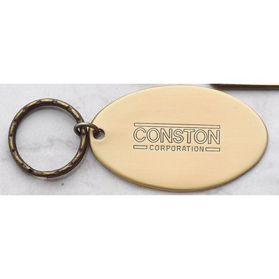 Die Stamped Oval Brass Key Tag (2 9/16" x 1 3/8")