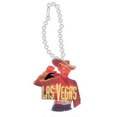 Vegas Vic Neon Cowboy Promotional Key Chain w/ Black Back (6 Square Inch)