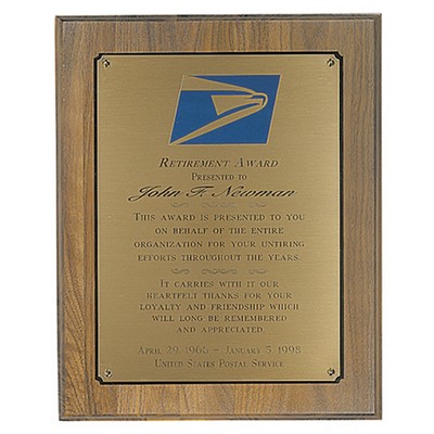 Simulated Walnut Plaque w/ Full Size Engraving Plate (8"x10")