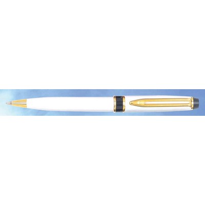 Solid White Executive Brass Ball Point Pen (Siikscreen)