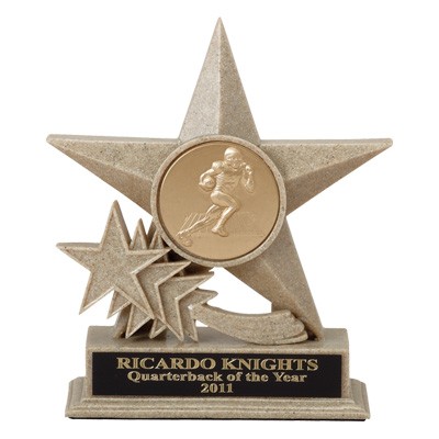 6¾" Cast Beige Stone Multi Star Academic Trophy w/2" Diameter Space