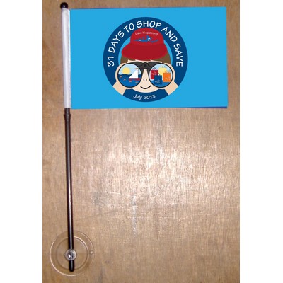 6"x8" Self Sticking Flag w/Plastic Pole