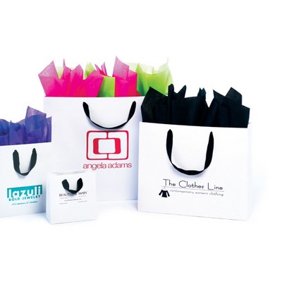 Matte Laminated European Shopping Bag w/Black Grosgrain Ribbon Handle (8"x 4"x 10")