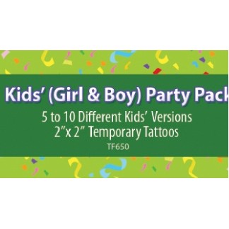 Kids' (Girl & Boy) Party Pack Stock Temporary Tattoo