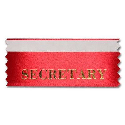 1-5/8"x4" Horizontal Stock Title Ribbon W/ Tape (Secretary)