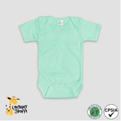 Baby Short Sleeve Bodysuit Mint 65% Polyester 35% Cotton- Laughing Giraffe®