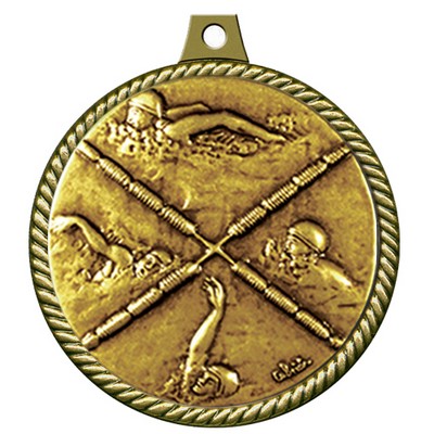 Stock Medal w/ Rope Border (Swimming Female) 2 1/4"