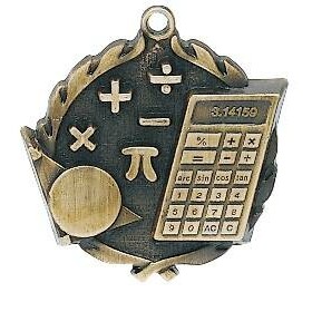 Medal, "Math w/ Calculator" Wreath - 2 1/2" Dia.