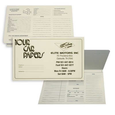 Your Car Papers Standard Design Document Folder (9-7/8" x 6")