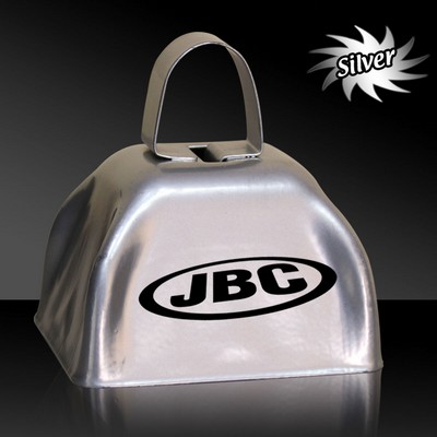 3" Pad Printed Silver Metal Cowbell