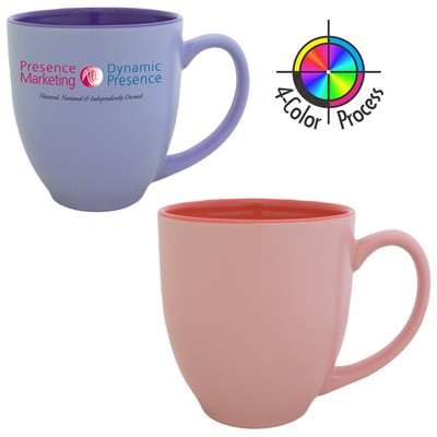 14 1/2 Oz. Bistro Satin Pastel 2-Tone Pink/Strawberry Mug - 4 Color Process