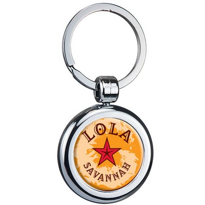 Two Sided Budget Chrome Plated Domed Keytag Round