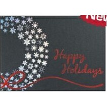 Premium-Silver Snowflakes on Black Holiday Greeting Card