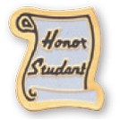 Etched Enameled School Honor Student Scroll Pin