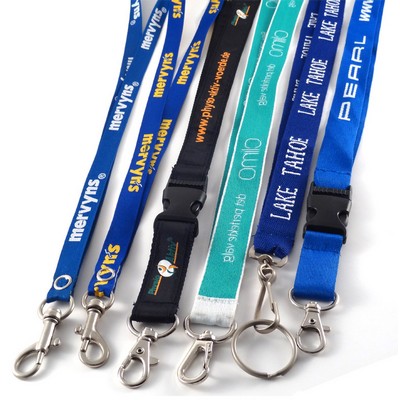 3/4" Polyester Woven Lanyard w/ Metal Hardware/ Heat Transfer Imprint