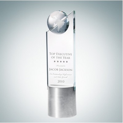 Globe Clear Glass Pinnacle Award w/Round Base