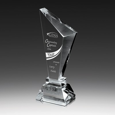 Slanted Crystal Obelisk Award 12"