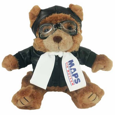 8" Aviator Bear w/Full Color Imprint