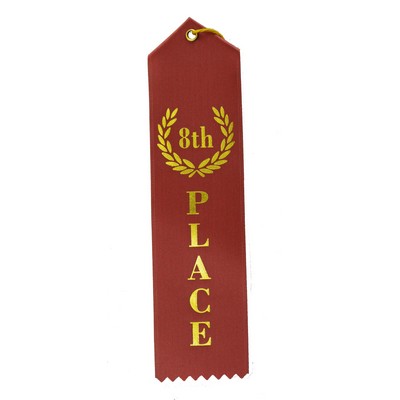 8th Place Standard Stock Ribbon w/ Card & String (2"x8")