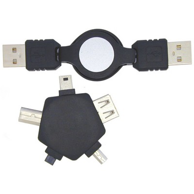 Retractable USB 2.0 Cord w/ Multi-Adapter