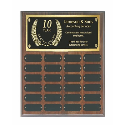 Genuine Walnut Perpetual Award Plaque 24 Plates