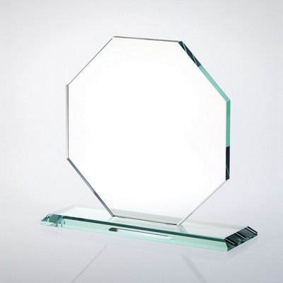 Octagon Jade Glass Award with Slant Edge Base, Medium (7"x6 1/2")