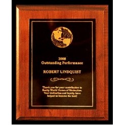 Walnut finish Plaque with Engraved Metal Panel - 8" x 10"