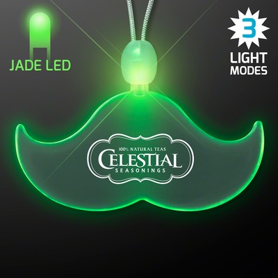 Acrylic Mustache Shape Necklace w/Green LED - Domestic Print