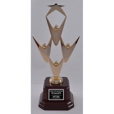 8" Silver Metal Teamwork w/ Gold Star on Rosewood Base