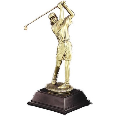 Majestic Swing Golfer - Female - Gold Metallic 10" Tall