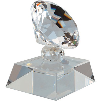 3 1/2" Crystal Diamond on Clear Pedestal Base