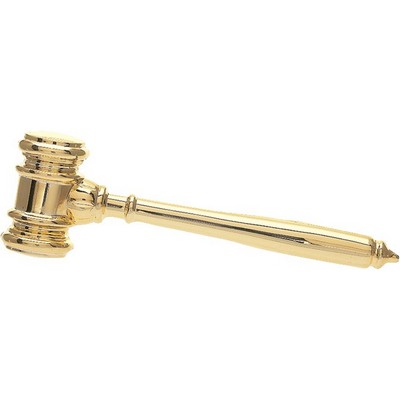 Gavel - Bright Gold Finish - Plaque Mount - 7-3/4" Studded