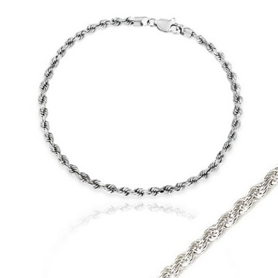 7.5" Sterling Silver Hollow Rope Chain Bracelet - 6.1gm