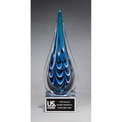 Teardrop Shaped Art Glass Award (3"x10")