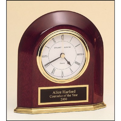 Rosewood Piano Finish Arched Desk Clock (5 5/8"x5 7/8")