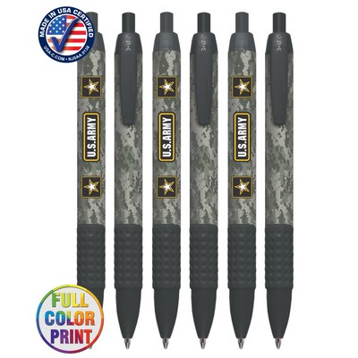 Union Printed - USA Made - Camo - Wide Body Click Pen with Colored Trim and Rubber Grip - Full Color