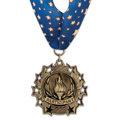 2 1/4" Participant TS Medal w/ Stock Millennium Neck Ribbon