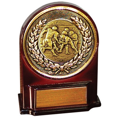 Stock 5 1/2" Medallion Award With 2" Football Coin and Engraving Plate