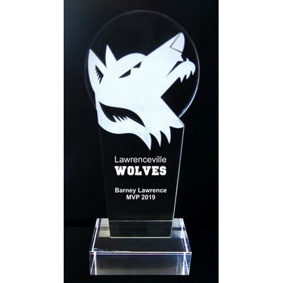 EXCLUSIVE! Acrylic and Crystal Engraved Award - 9-1/2" Tall - Wolf