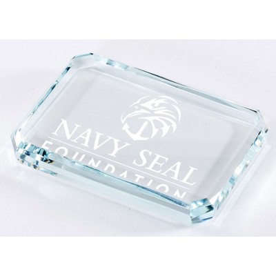 Priority at Hand Crystal Paperweight Award - 3'' x 4 3/4''