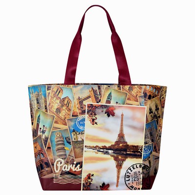 Full-Color Double Layered Laminated Non-Woven Paris Travel Bag 20"x14"x6