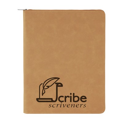 9½" x 12" Leatherette Light Brown Portfolio with Zipper