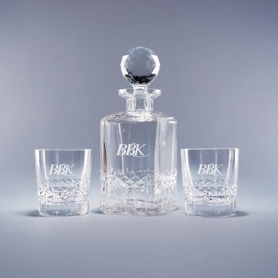 Exception Crystal Bar Set w/Decanter & 4 Rocks Glasses (5-Piece)