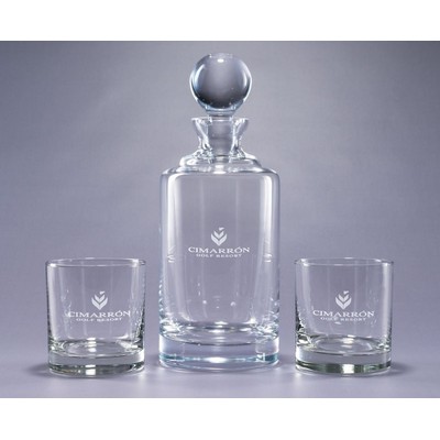 Uptown/Meridian Crystal Bar Set w/Decanter & 2 Rocks Glasses